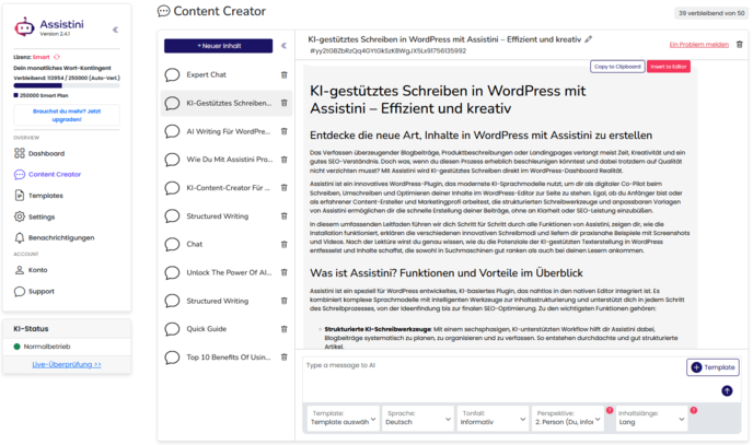 Strukturiertes Schreiben in Assistini Finaler Beitrag