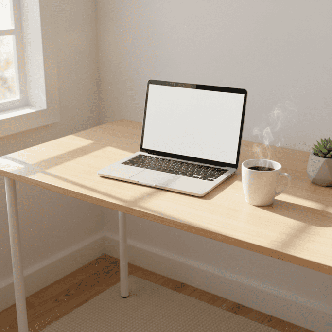 Prompt: „Minimalistisches Home-Office mit Laptop, dampfender Kaffeetasse und einer kleinen grünen Pflanze, sanftes Morgenlicht durch ein Fenster.“
Engine & Stil: Wähle Gemini und Fotorealismus für ein professionelles, lebensnahes Erscheinungsbild.
Tipp: Aktiviere „Use Post Content“, damit Assistini dein Artikelthema automatisch erfasst und visuell passend umsetzt.