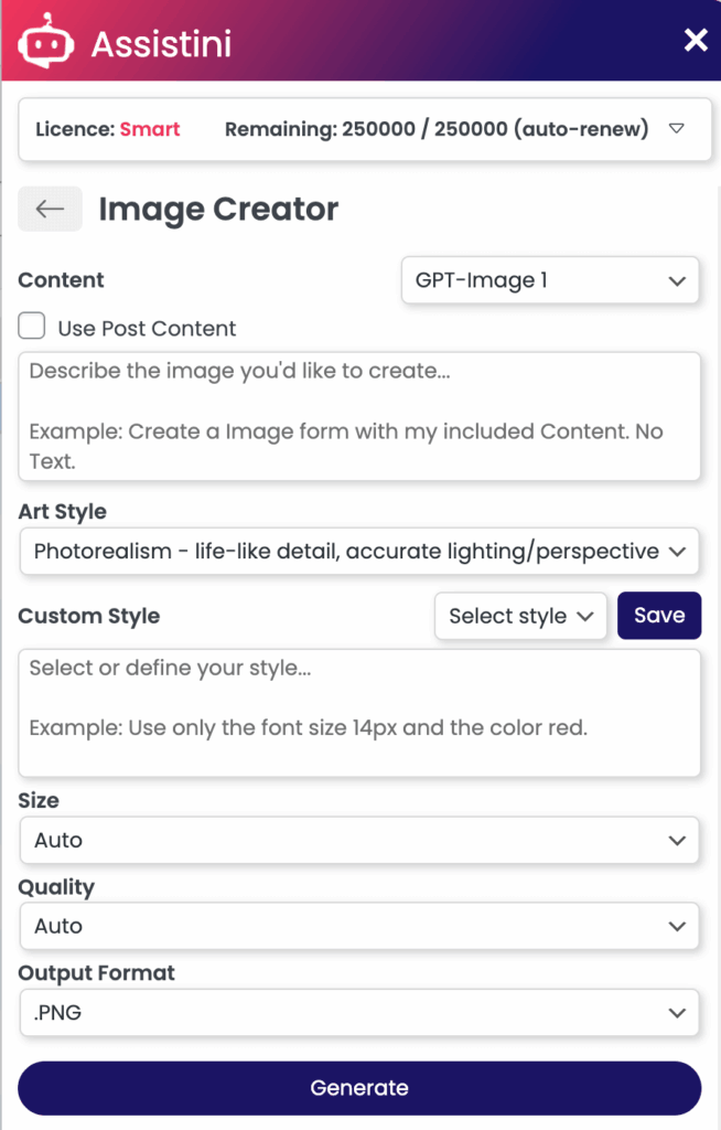 Image Creator Features